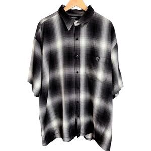 Men's Vintage Y2K Lowrider S/S Gray/Green Plaid Button-Up Shirt Chicano - 3XL